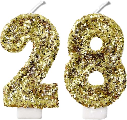 Miniatura 215 de Velas de números con purpurina de oro rosa de 2.8 pulgadas, muchos colores, regalos de cumpleaños de 22 años, velas de cumpleaños, velas de números