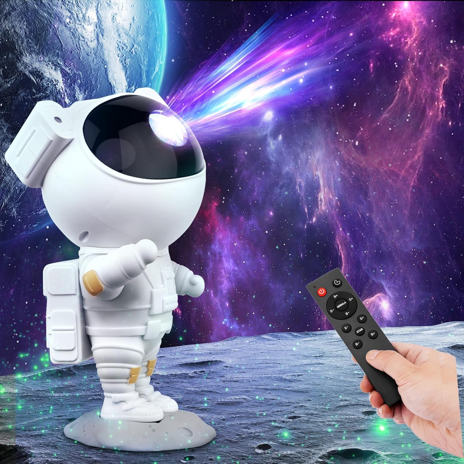 lightmance Proyector Estrellas, LED Astronauta Proyector Galaxy, Luz Nocturna Infantil con Nebulosa, Proyector Galaxia con Control Remoto, Decoración de Fiestas para Niños y Adultos, Niños Regalo