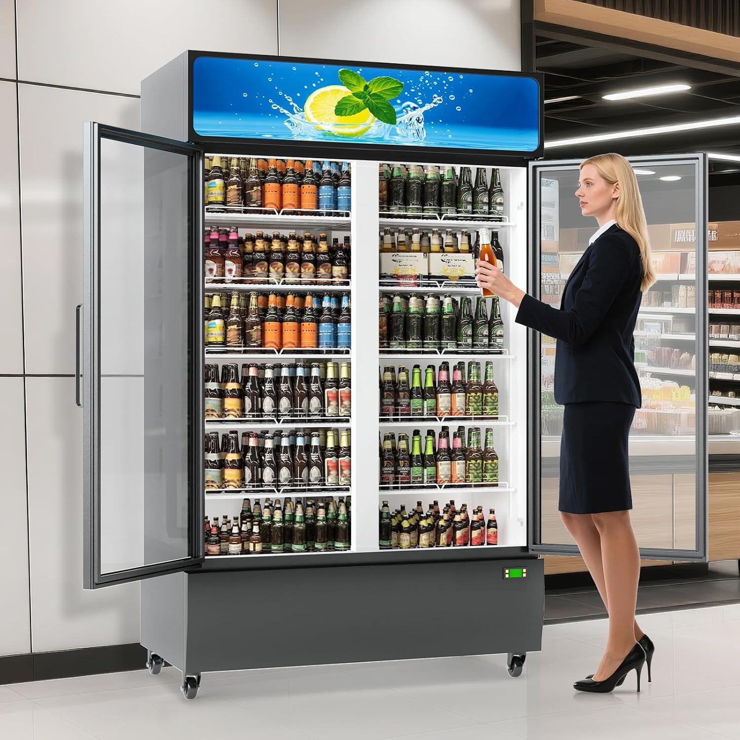 3.0 Cu.ft Upright Mini Freezer, Ultra-Quiet Operation, Space-Saving, Reversible Door, 7 Temperature Settings, 3 Removable Shelves, Home and Commercial Food Storage for Apartment, Office, Dorm, Garage