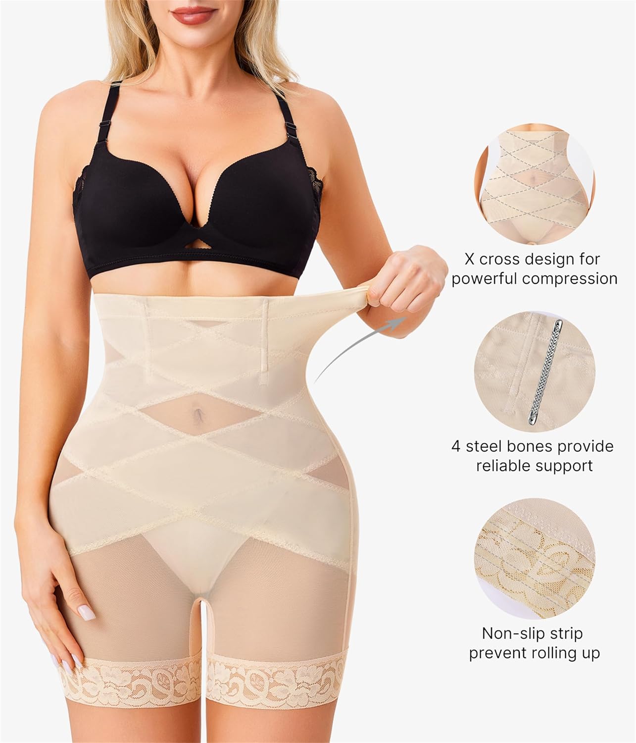 Nebility Shapewear Tummy Control Body Shaper High Waisted Butt Lifting Panties Shapewear Shorts Thigh Slimmer - Image 5
