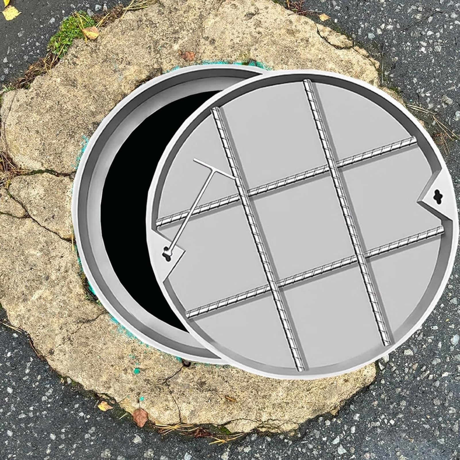 Couvercle de fosse septique pour remplacement durable système assainissement de jardin rond