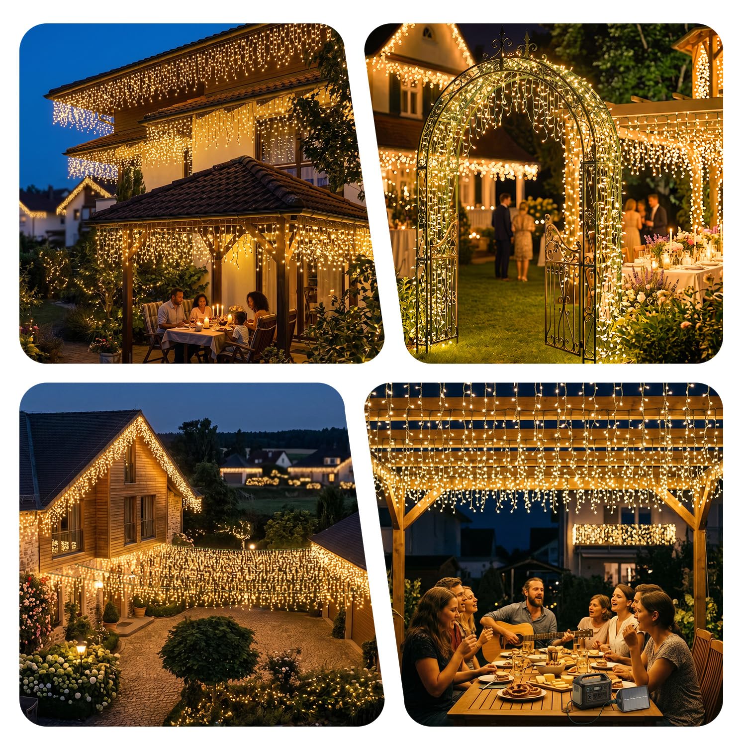 SALCAR Guirlande lumineuse solaire pour extérieur, 15,6 m, 480 LED, 13 modes, résistante aux intempéries, avec télécommande, pour jardin, balcon, décoration, blanc chaud
