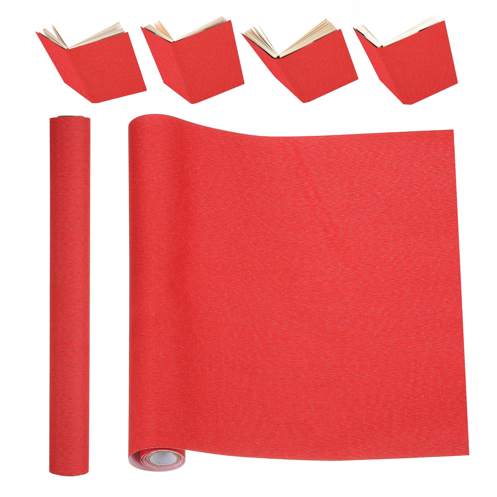PATIKIL Book Binding Cloth, 51 x 11 Inches Book Cloth for Binding Repairing Fabric Surface Paper Backed Bookbinding Supplies, Red