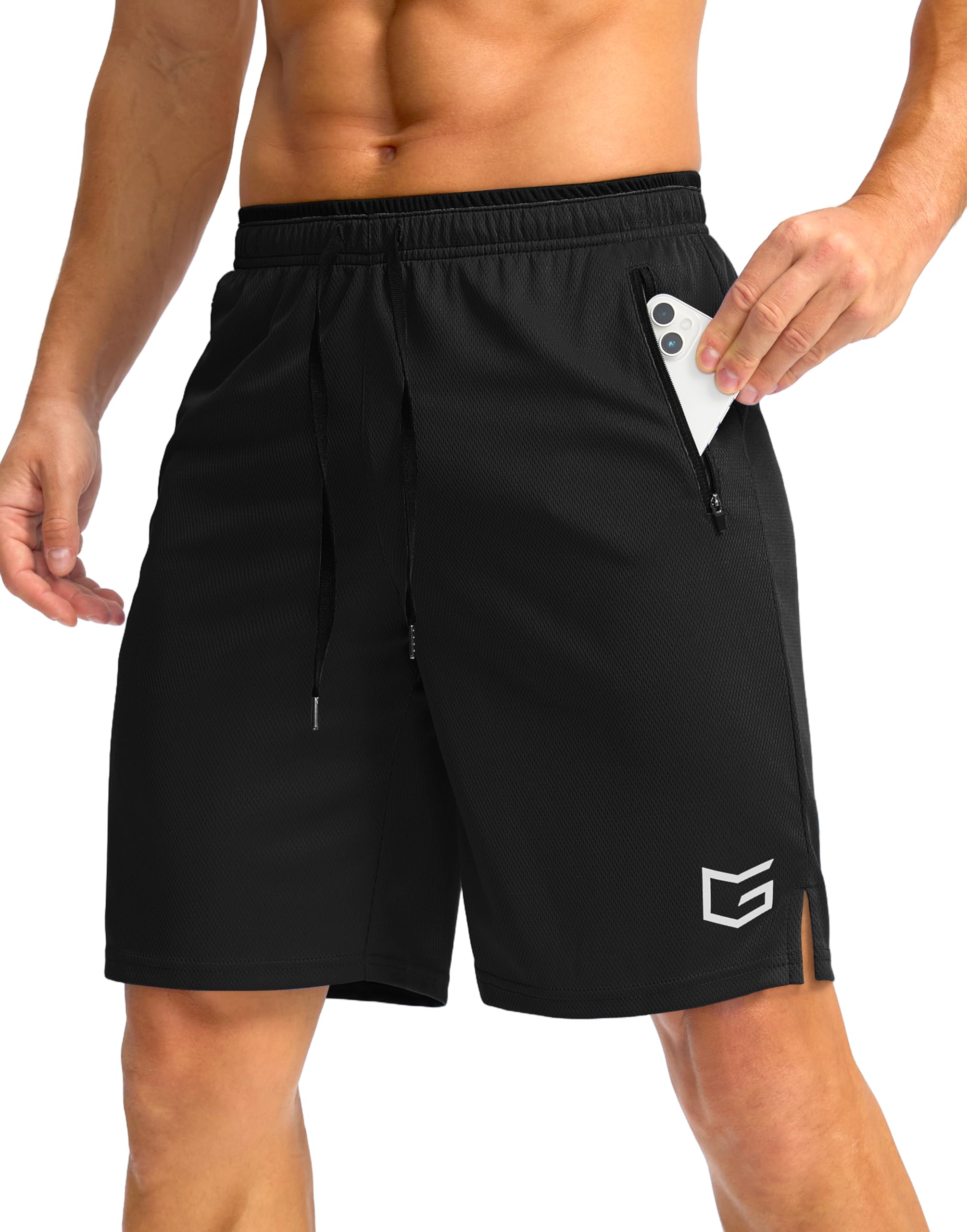 G Gradual Mens Gym Shorts with Zipper Pockets 9 11 Athletic Basketball Mesh Shorts for Men Workout Quick