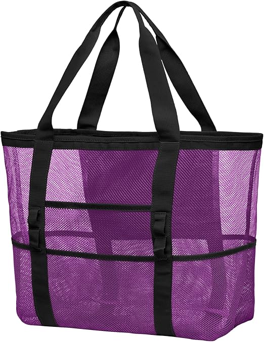 F-color Mesh Beach Bag Family - Large Tote Bag for Cruise Pool Toys Beach Vacation Essentials