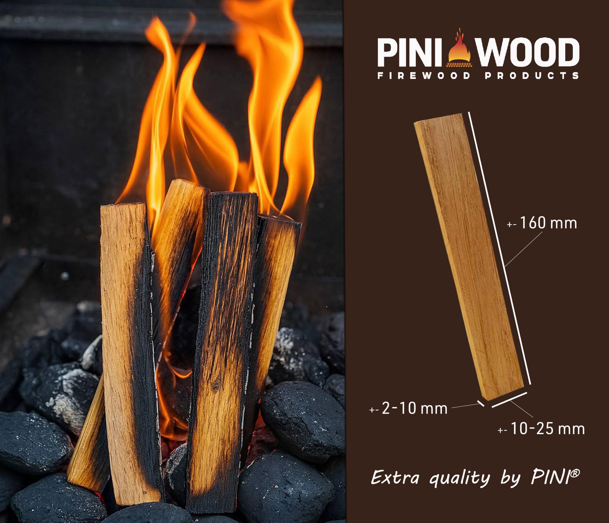 PINI Accendilegna da ardere in legno di quercia, 15 kg, per camino, barbecue, falò, braciere