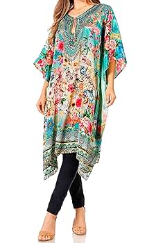 【8/22まで値下げ】TODAYFUL Pintuck Caftan Dress Flattering Long V-Neck Shimmer Caftan Tunic Cover Up