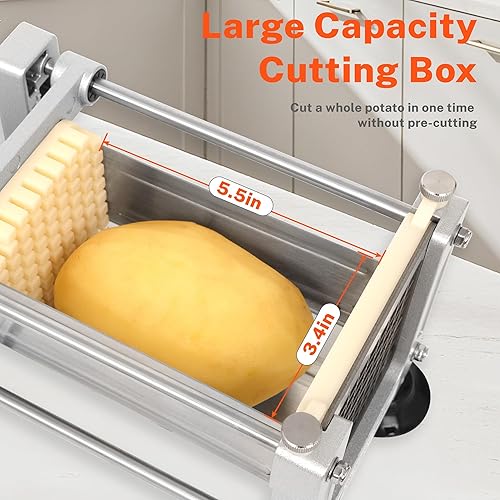 Miniatura 3 de Cortador de papas fritas para papas, cortador de patatas de acero inoxidable para papas fritas con cuchillas reemplazables, guante y cepillo de 12