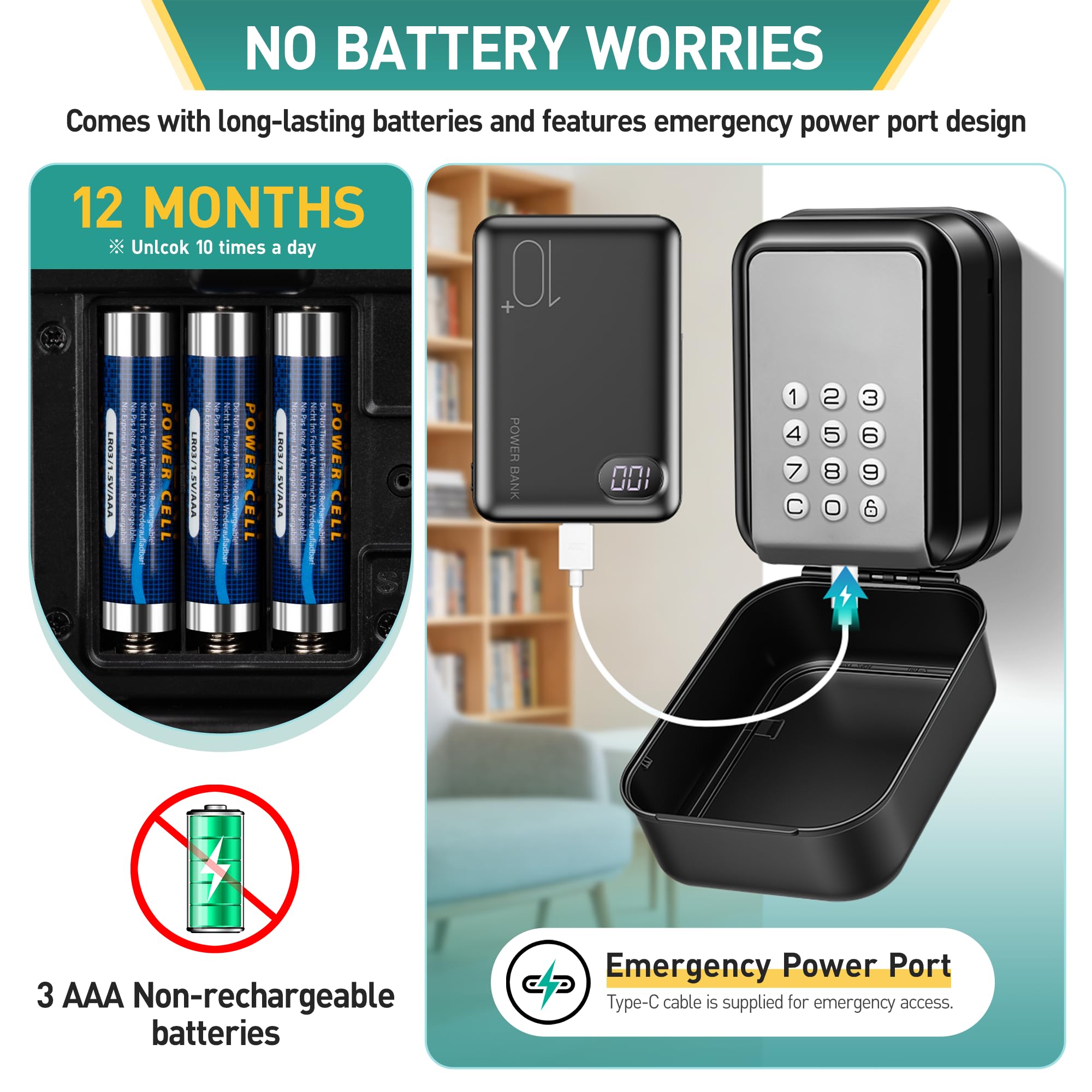 Smart Caja de Seguridad para Llaves Grande Cajetin Llaves con Codigo Retroiluminada Bluetooth y Código Pin Desbloquear Caja Llaves Pared Exterior Compatible con Aplicación Tuya (Gris)