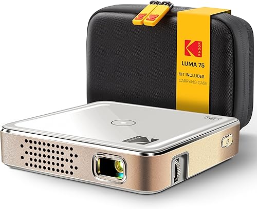 Kodak Proyector de bolsillo ultra mini recargable - Proyector DLP Pico con pantalla de 100 pulgadas, HDMIUSBMicro SD, altavoz integrado y estuche de
