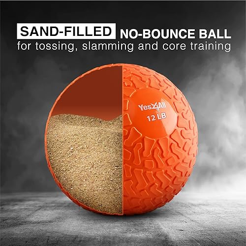 Miniatura 17 de Yes4All Slam Balls, 10-40lb Weighted Ball Weight, Durable PVC Sand Filled Workout Dynamic Slam Ball for Core Strengthen Dinámico,Negro -,Azul,Bestia