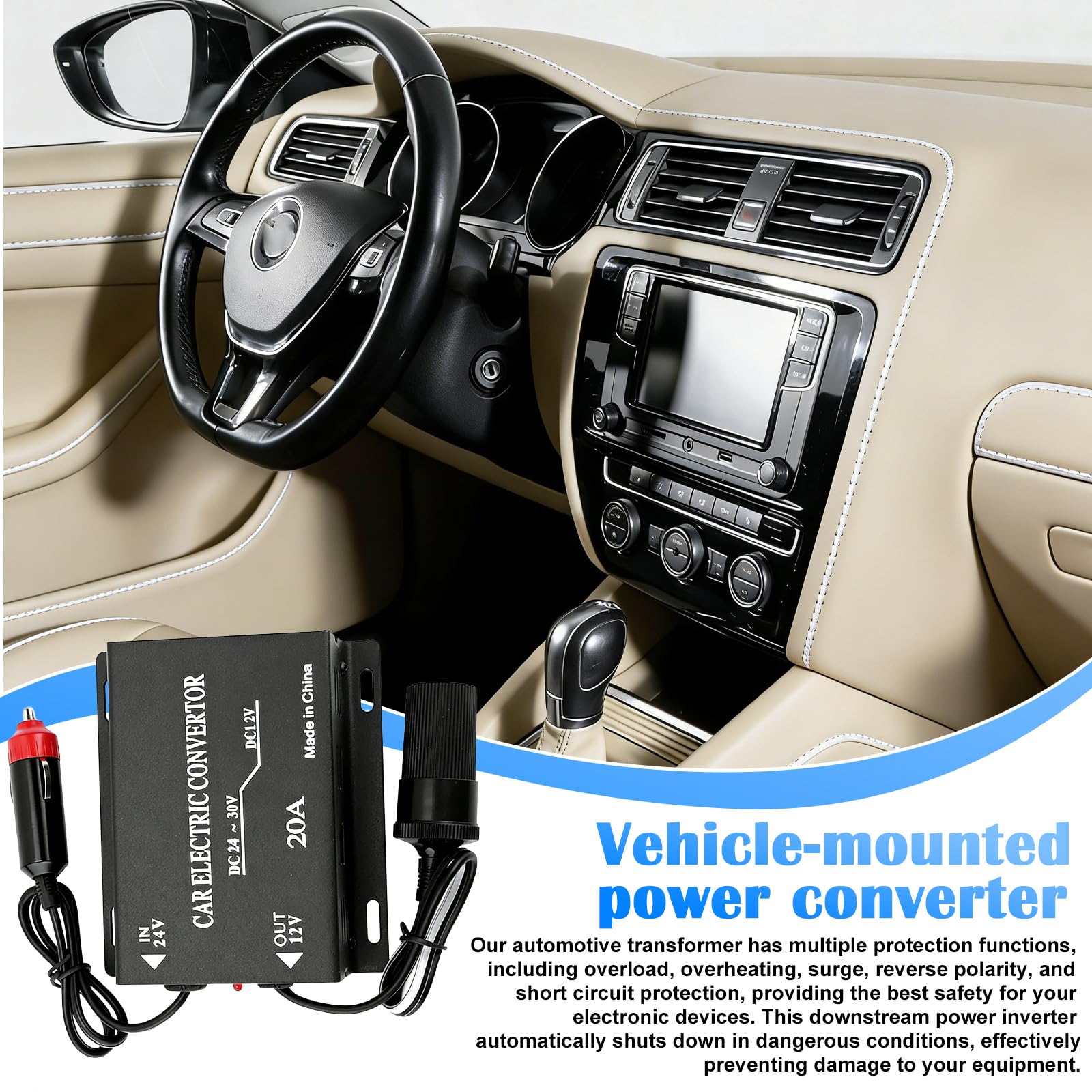 Abwärtsstromversorgungs Stromrichter 24V Auf 12V Auto Konverter, Power Converter, 20A Auto Spannungsreduzierer Netzteil Konverter, AbwTstransformator 24V Bis 12V Zigarettenanzünder Typ für Car LKW
