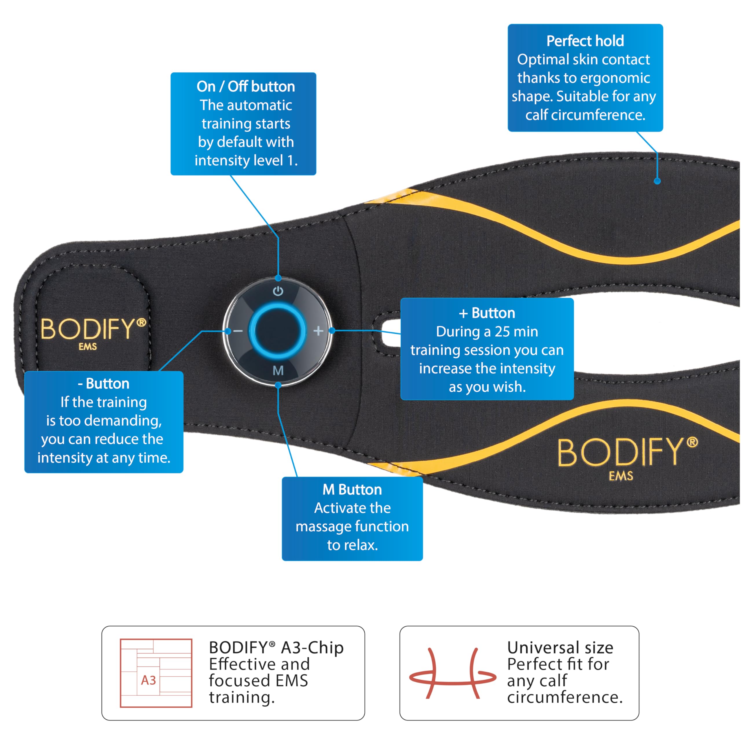 Bodify® EMS Calf Trainer Pro – Ukierunkowana aktywacja mięśni łydek! – Aktywacja mięśni – Trening EMS – Trening mięśni łydek – dla mężczyzn i kobiet ORYGINAŁ