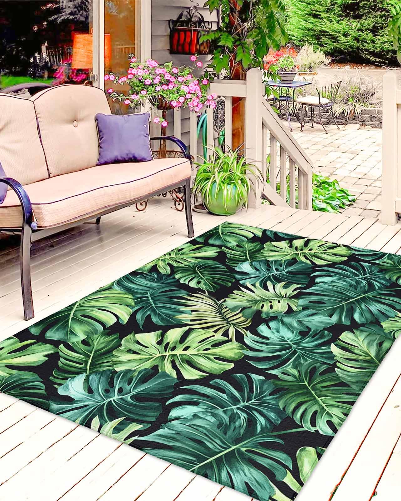 Amazon.com: nqOlkjepod Outdoor Rug 6x9 Ft, Palm Leaf Large Area