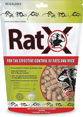EcoClear Products 620100-6D RatX - Pellets de roticida de ratas y ratones no tóxicos, para ratas y ratones, bolsa de 8 onzas