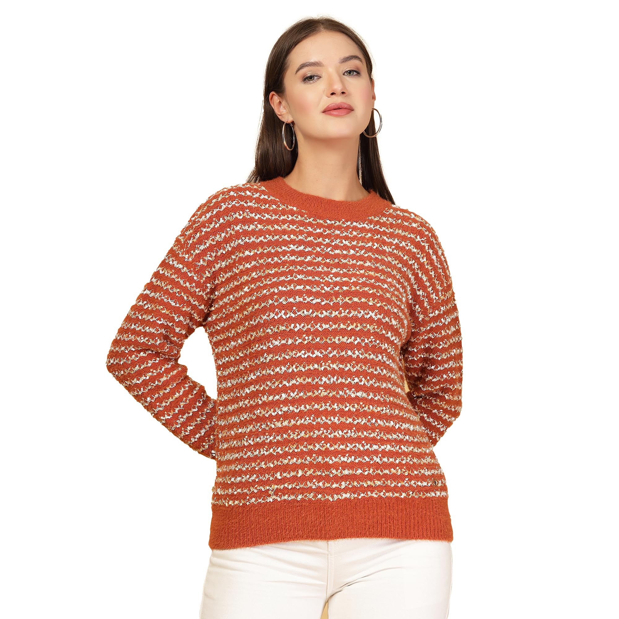 thirty threads Women Striped Pullover Rust_T5W 25435-picture-36