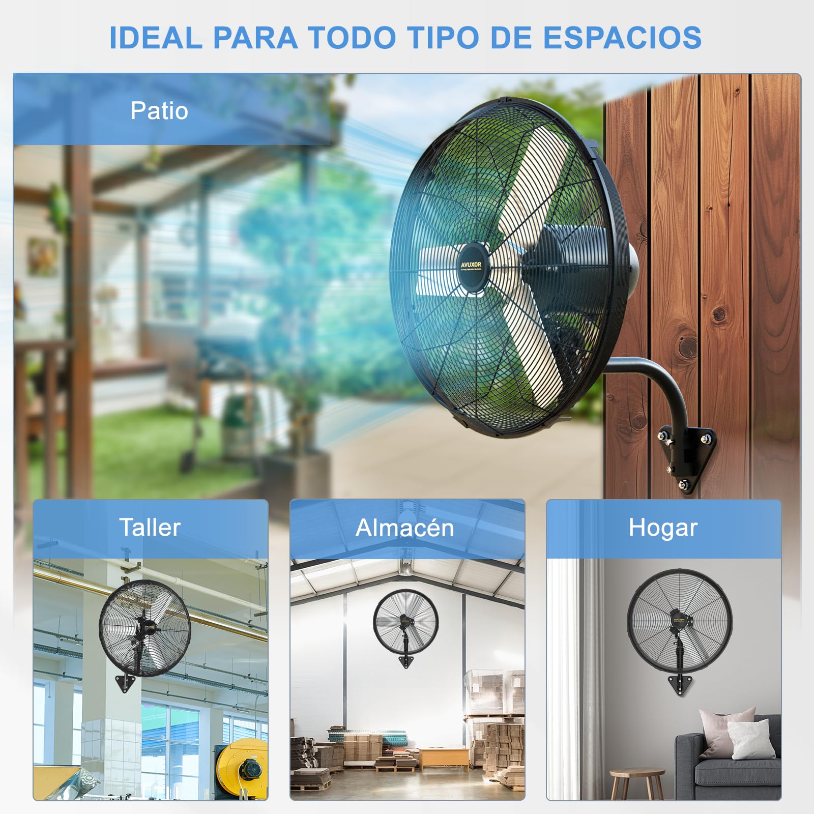 Ventilador de Pared Exterior 60 cm con Mando a Distancia, Ventilador Industrial Oscilante de 4 Velocidades, Motor DC Sin Escobillas, Resistente al Agua, para Garaje, Almacén, Fábrica, Taller, Terraza