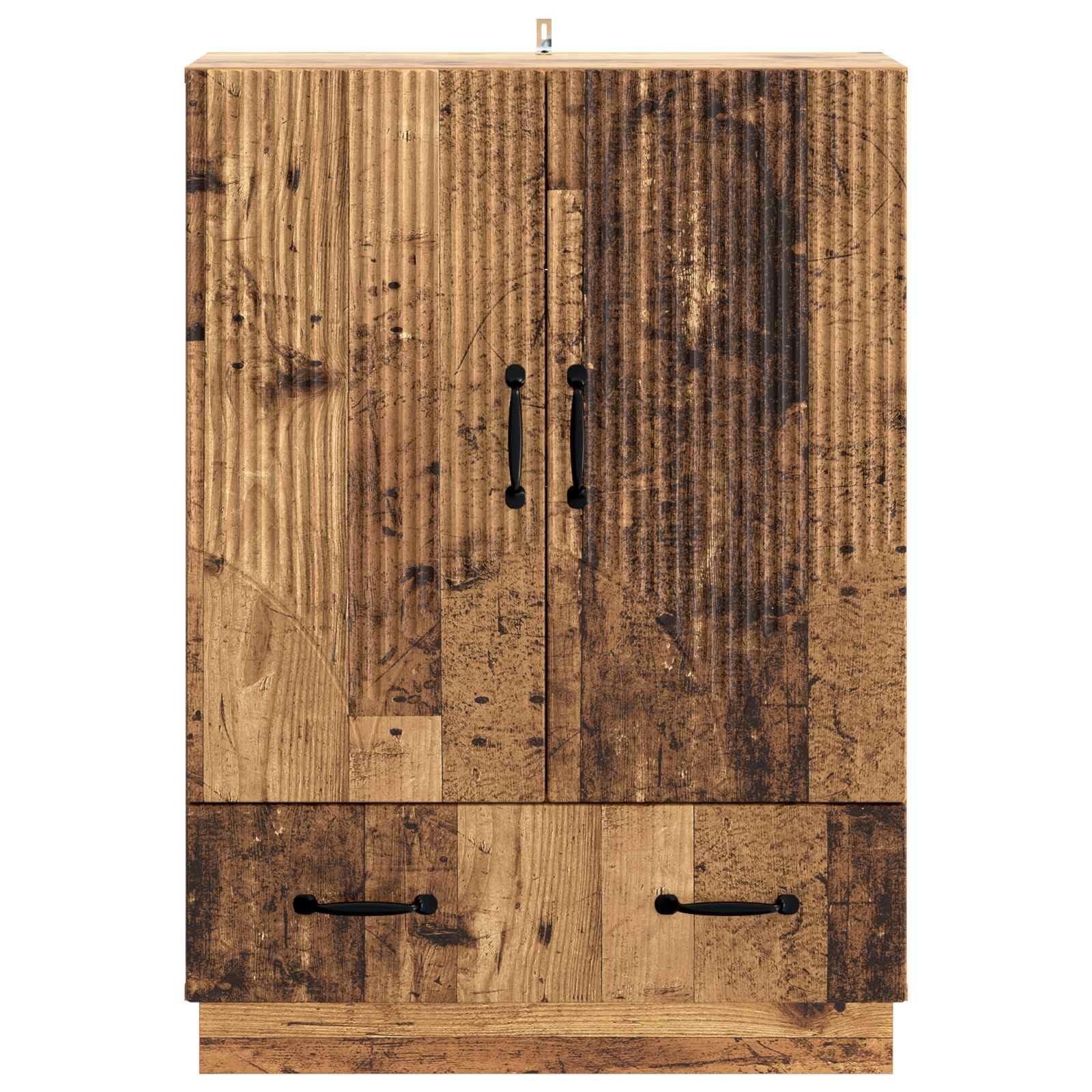 Credenza in legno anticato, 66 x 34,5 x 92 cm, con 1 cassetto e 2 ante girevoli, mobile versatile per sala da pranzo, soggiorno, corridoio