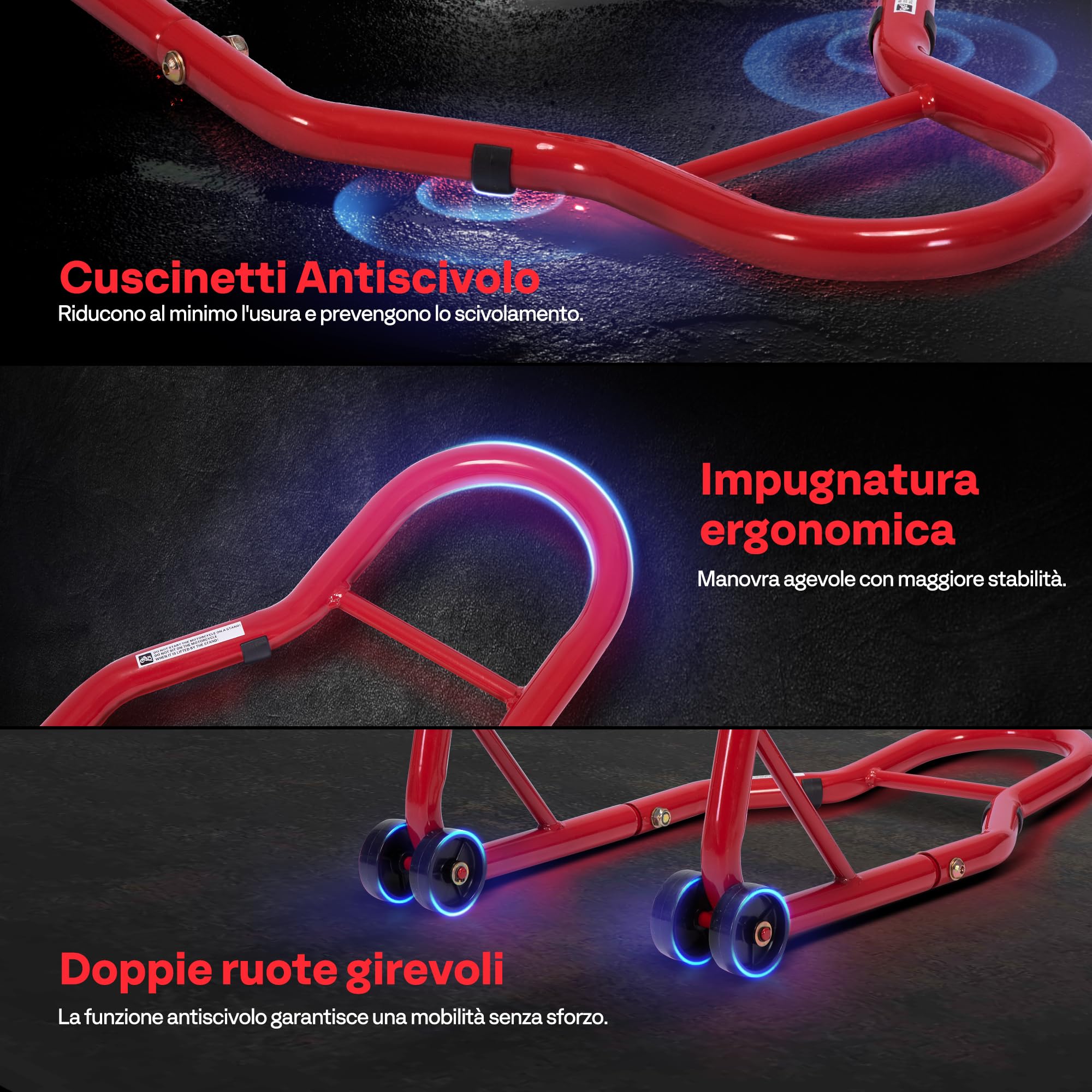 SPECSTAR Cavalletto Moto 200KG Sollevatore Ruota Posteriore Regolabile U+L