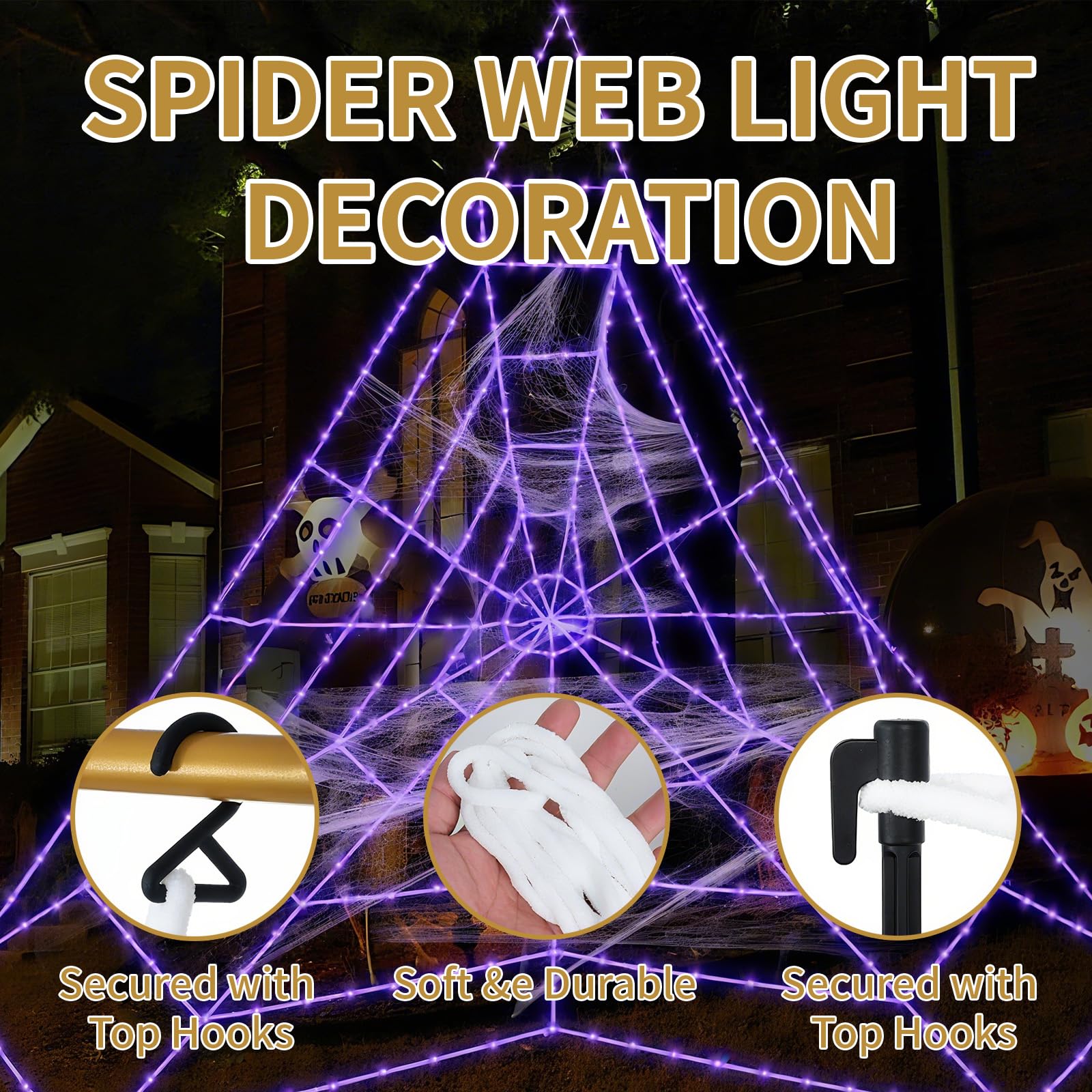 Conique Toile D'Araignée Halloween 6 X 5 M,125 Led Perles De