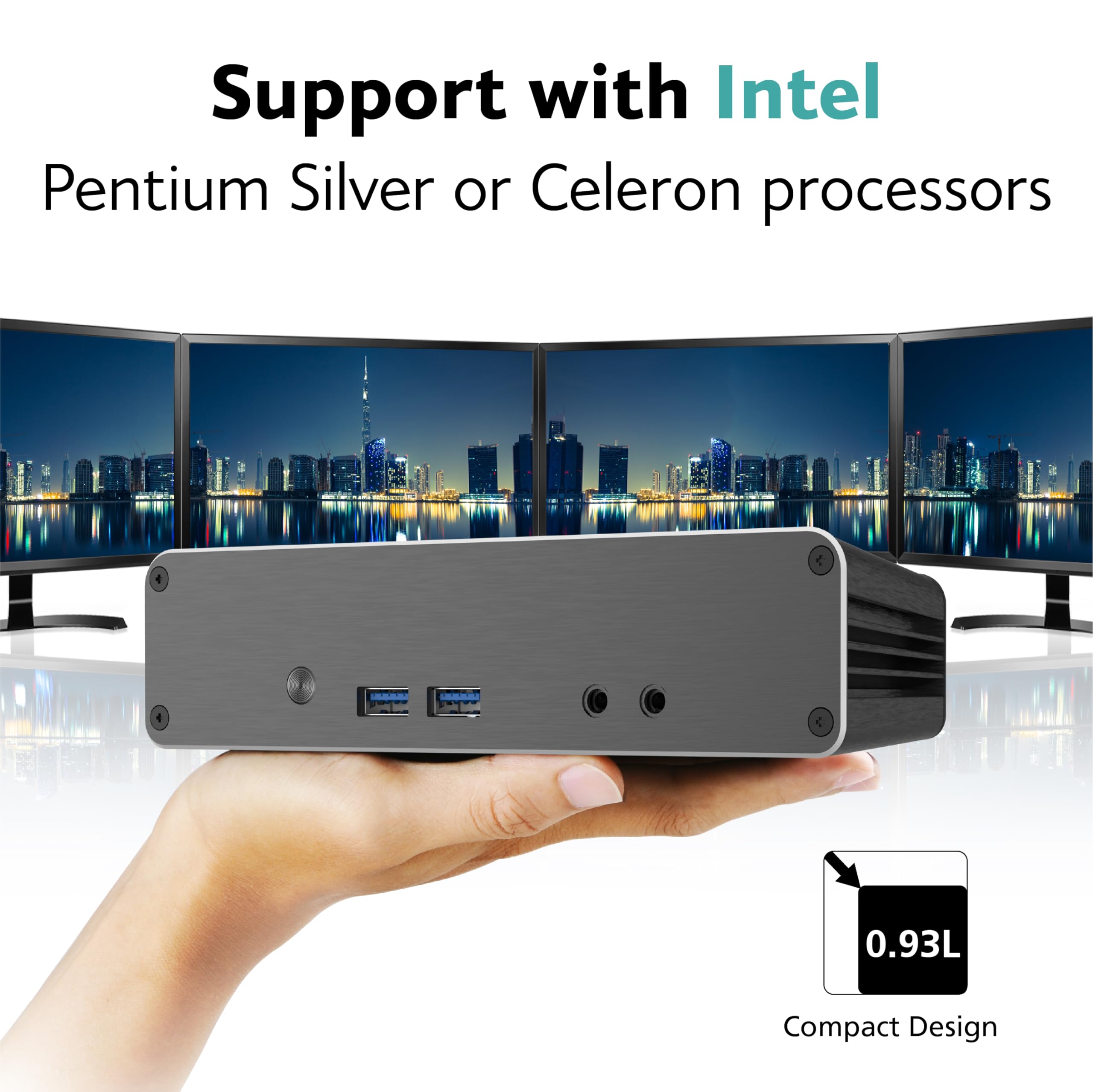 Akasa Newton CAC, progettato per Intel NUC 11 (Atlas Canyon) Mini PC, case Fanless in alluminio con dissipatore SSD M.2, con processori Pentium Silver o Celeron, A-NUC83-M1B