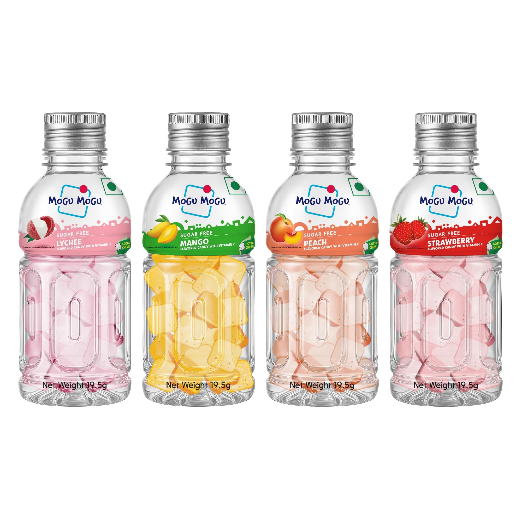 Mogu Mogu Candy | 19.5g (Pack of 4) | Lychee, Mango, Peach and Strawberry Fruity Flavours | Sugar-Free with Vitamin C | Refreshing Hard Candy | Imported from Thailand-image-44