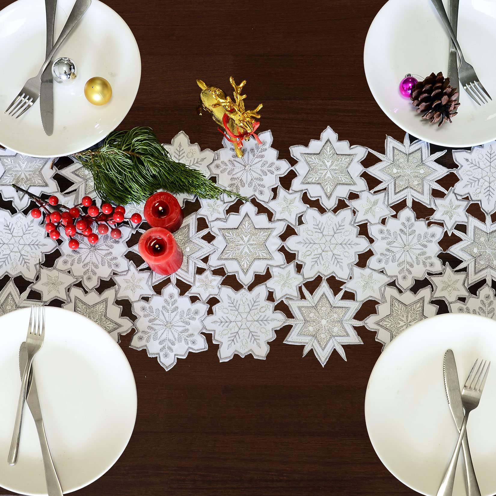 Grelucgo Embroidered Easter Table Runner - Pink, Yellow, Green & Blue, 13x35 Inches
