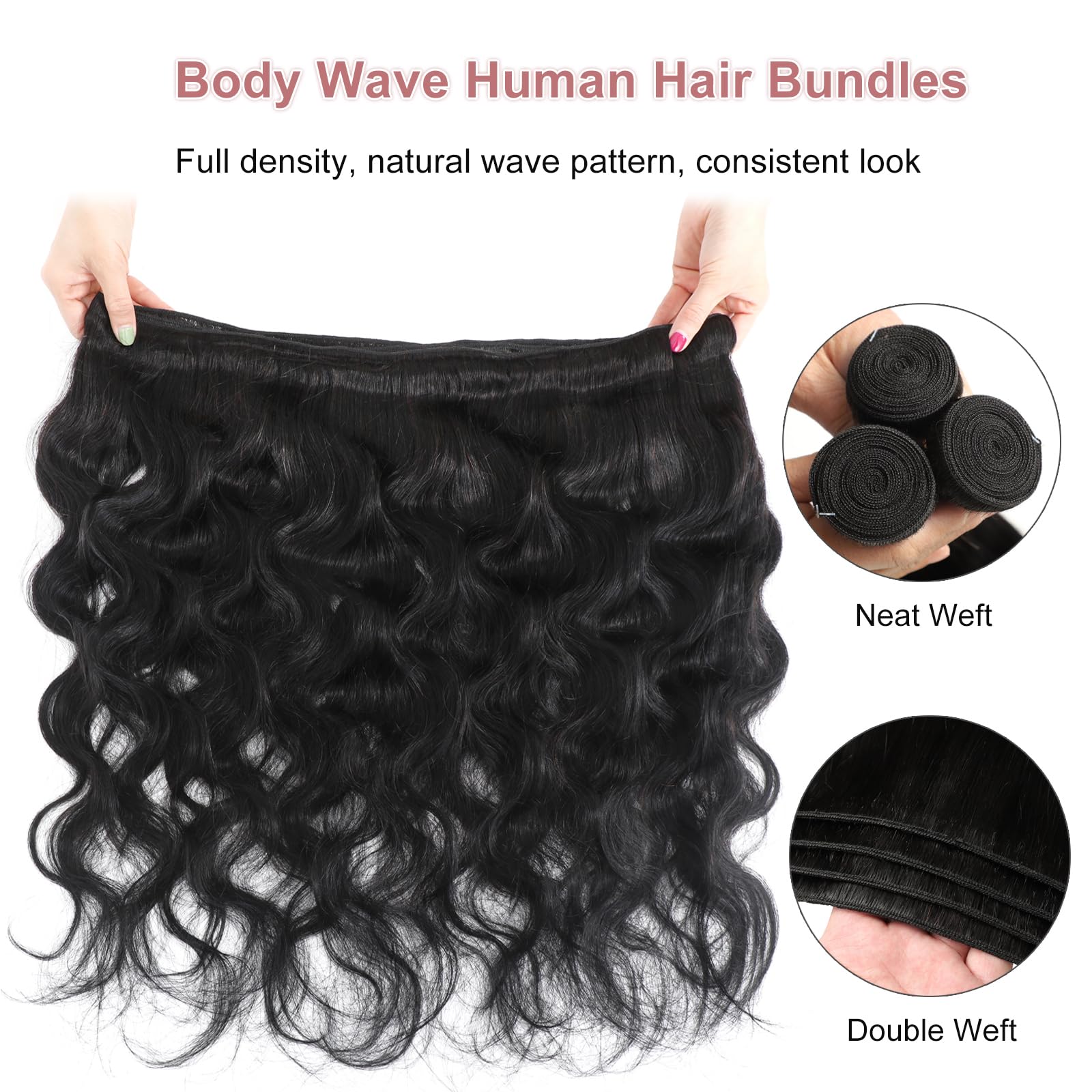 24 Inch Body Wave Human Hair Extensions 100g Single Bundle Quick Weave Amazon.com : Human Hair Bundles 100g Body Wave Bundles Human  main image 3