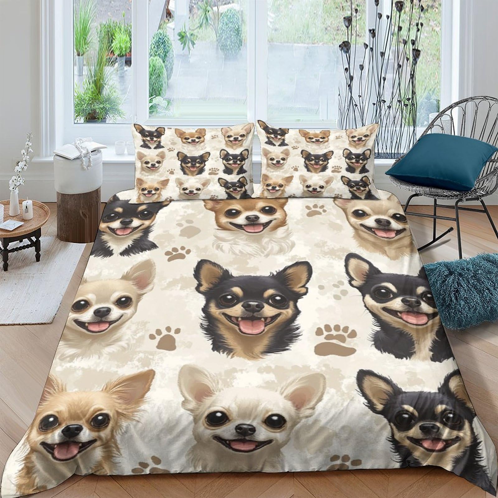 Ctjqhvkz Style-10 3D Printed Chihuahua Dog Pattern Fitted Sheet Microfiber Soft Bed Cover For Bedroom Guest Room Dorm Decor Single（135X200cm）