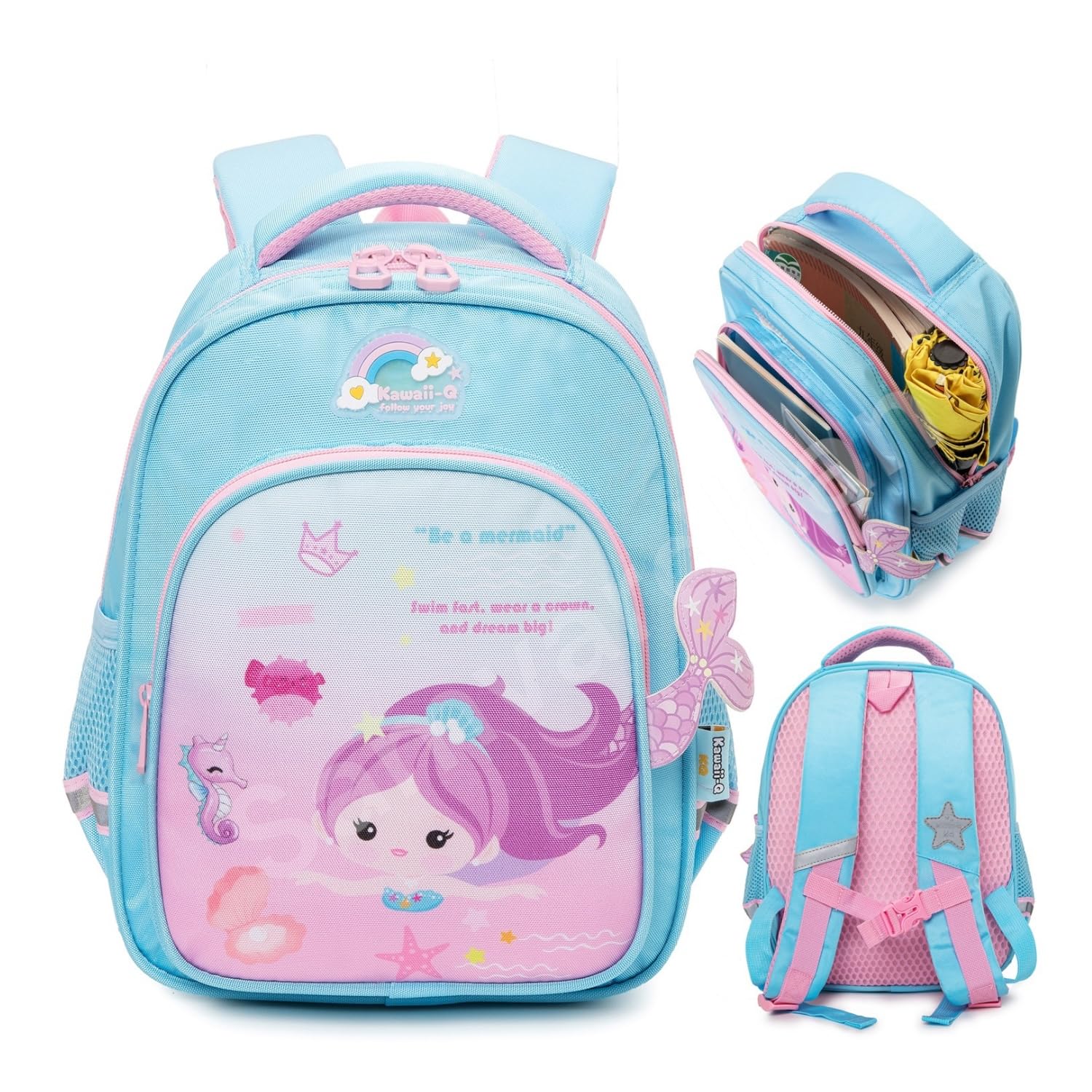SAMVARDHAN Bagpack for Girls - Mermaid Bag for Pre-Schoolers, Mini Bag, Lightweight Miniature Bags for Girls, Small Picnic Bag for Kids, Girls – 2 Years to 5 Years Toddlers (Blue)-picture-36