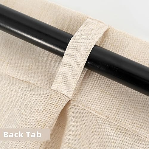 Miniatura 4 de DriftAway Cenefa plisada para ventana de cocina, cenefa de lino con textura de color beige liso, 108 pulgadas de ancho para sala de estar,