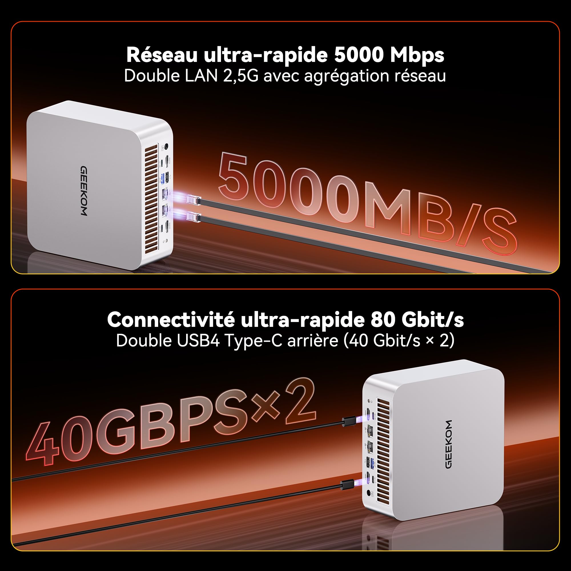 GEEKOM A9 Mega Business Mini PC AMD AI Max+ 388 (118 Tops) 64 Go LPDDR5X