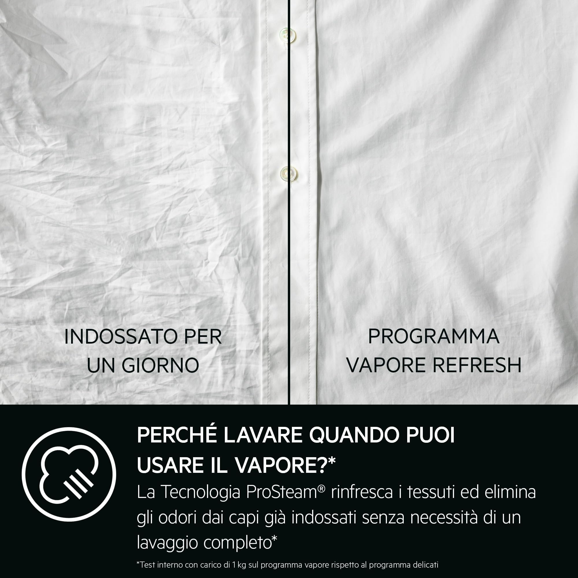 AEG Lavatrice Carica Frontale Serie 7000 ProSteam, 9 kg, LR7FD94, Vapore Refresh, Tecnologia PreciseWash, Cesto Care Drum, Classe Energetica A, Motore Inverter, 1351 giri/min, 847x596x572 mm