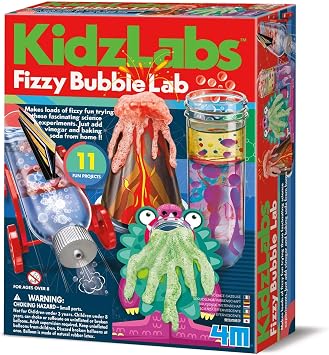 4M Fizzy Bubble Colour Lab 28 Science Experiments Kit for Kids Ages 8-12, STEM Chemistry Set with Baking Soda & Vinegar Reactions, Educational Volcano, Rocket Racer, Color Mixing Activities