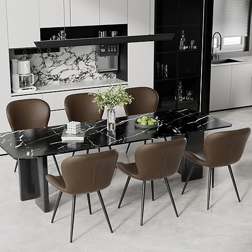 Miniatura 26 de Nalupatio Juego de 6 sillas de comedor, modernas sillas de comedor con respaldo cómodo, sillas de cocina tapizadas gruesas, 19 pulgadas de altura