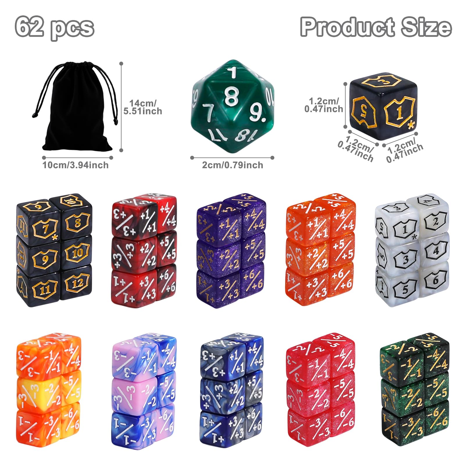 Amazon | SIXPOINTS 12mm MTGダイスセット プラス1/+1ライフカウンター