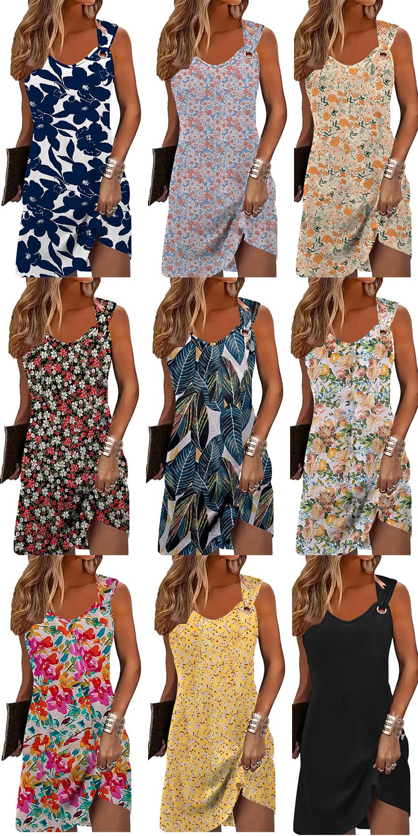 Vestidos de verano para mujer, sin mangas, casuales, sueltos, para la playa, a la moda, vestido de sol midi