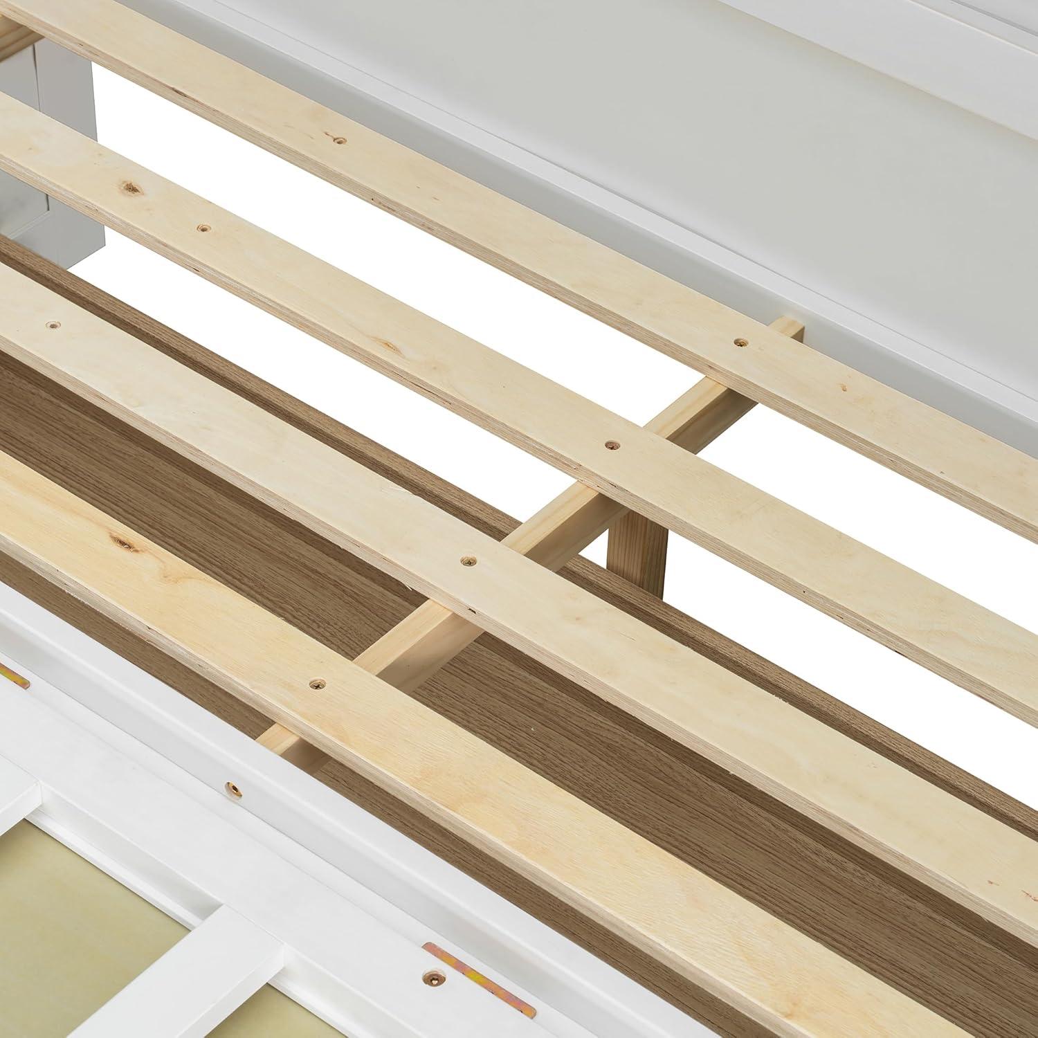 Ball & Cast Murphy Bed Full Size Bed Frame with Large Drawers,Rattan Wood Bed w/Slat Support & No Box Spring Needed,Space Saving,for Small Room,White