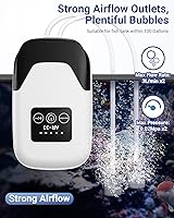 Vista 3 de Bomba de aire para acuario, bomba de oxígeno portátil recargable con salidas simples/dobles, aireador silencioso para peceras de hasta 30/70