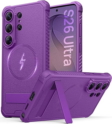 Vista 10 de Vihibii Funda para Samsung Galaxy S26 con soporte, compatible con MagSafe, grado militar a prueba de caídas, protección completa de la cámara, funda