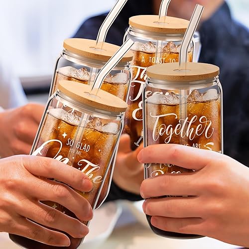 Miniatura 6 de 12 piezas de regalo de agradecimiento del equipo para compañeros de trabajo, regalo de limpieza, tarro de vidrio de 16 onzas, tarro de café con tapa