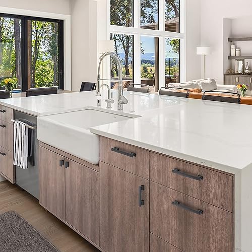 Miniatura 8 de Ravinte Hardware Paquete de 20 tiradores de gabinete negro mate, manijas de cocina negras de 1.46 pulgadas para armarios y armarios, pomos centrales