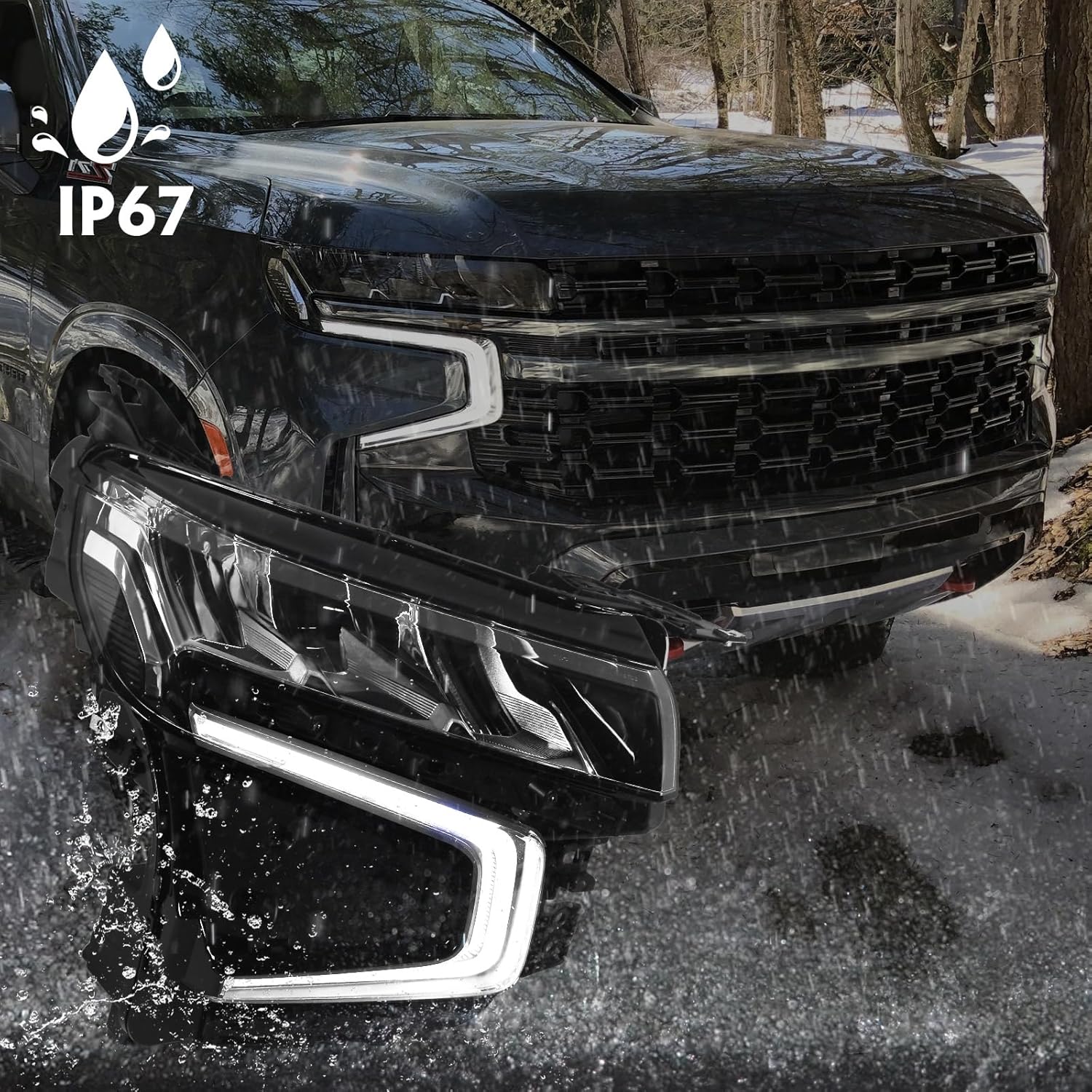 Full LED Headlight Compatible with Chevy Tahoe/Suburban 2021 2022 2023 with DRL/LED Running Light Factory Style Headlamp Assembly w/Bulbs Right Passenger Side RH