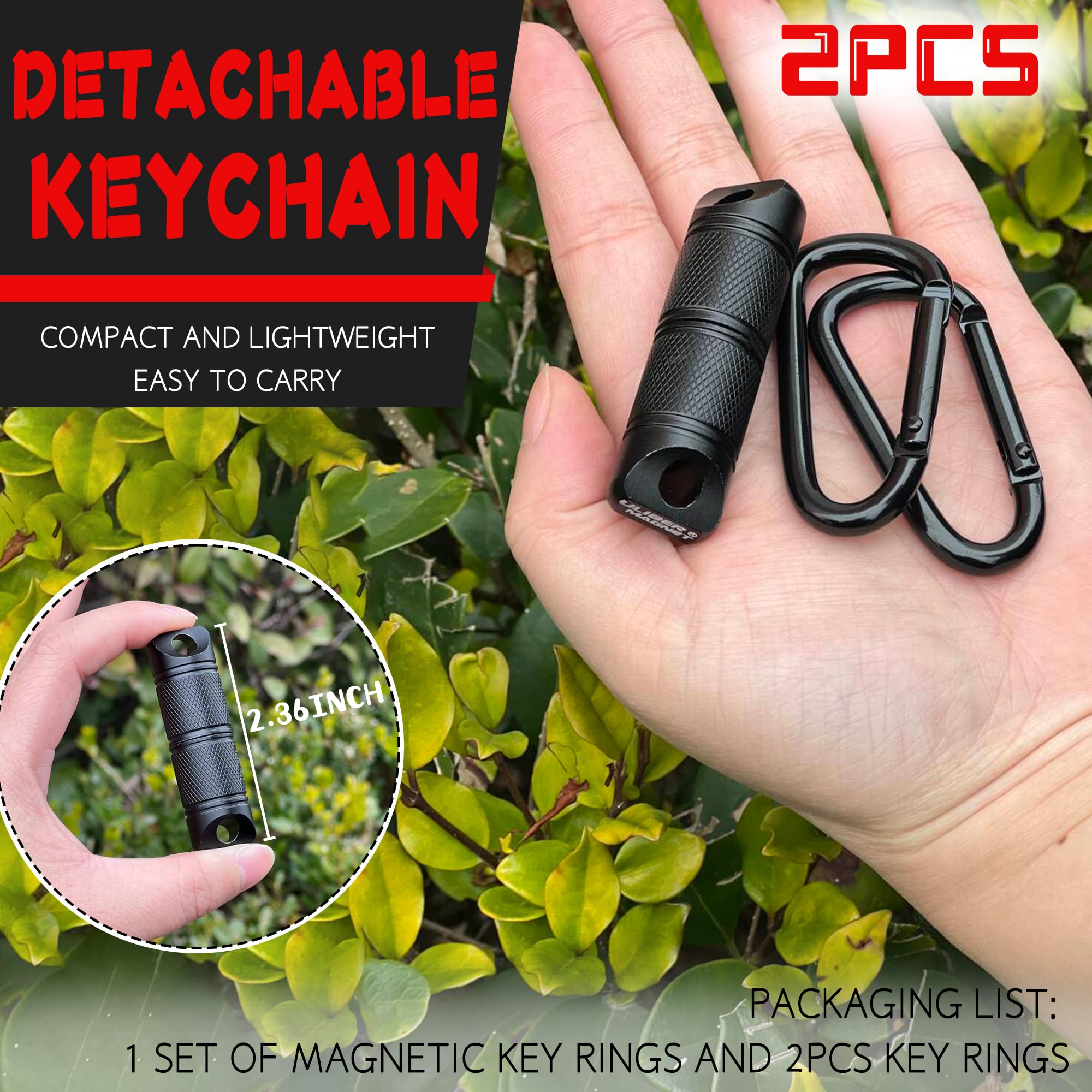 ULIBERMAGNET Magnetic Key Holder,2PCS Quick Release Strong Magnetic Keychain for Car Keys, Rotatable Detachable Magnet Key Holder for Flashlights USB Pants Purse Belt