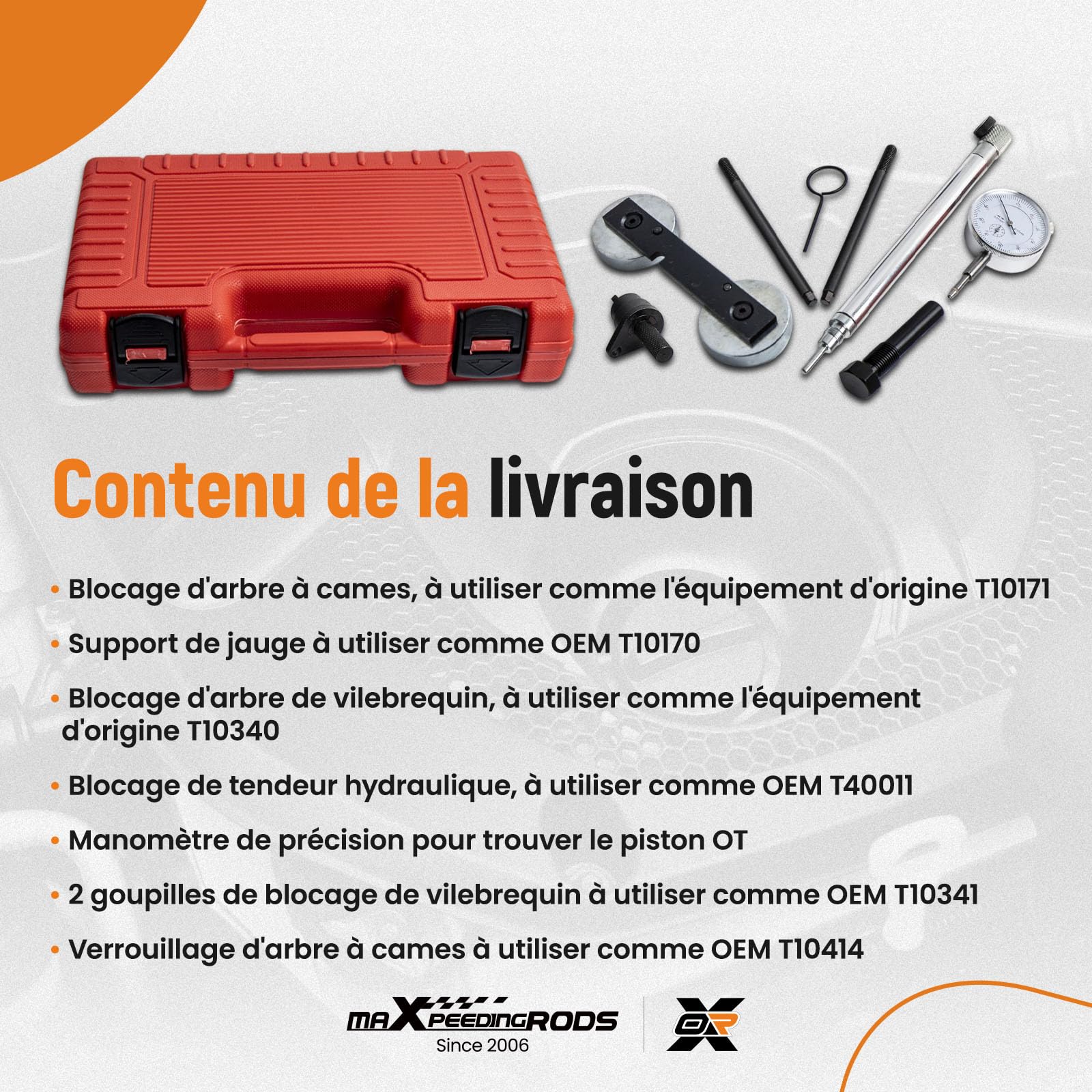 maXpeedingrods 8 pièces Kit D'outils de Réglage Moteur pour VAG VW T10171 | Support de Jauge de vilebrequin pour Audi Skoda SEAT 1.2 1.4 1.6 FSI/TFSI/TSI, Outil de réglage de synchronisation T10170