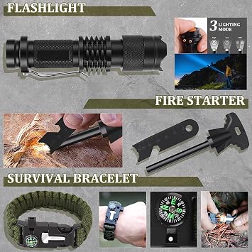 Gifts for Men Fathers Day Dad Husband Boyfriend Him, Survival Kits, 14 in 1 Survival Gear Camping Essentials Cool Gadgets for Camping Hiking Wilderness Adventures and Disaster Preparedness