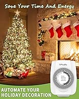 Vista 6 de TiFFCOFiO Temporizador mecánico para interiores, temporizador de 3 puntas para tomas eléctricas, temporizador de luz enchufable programable de 24