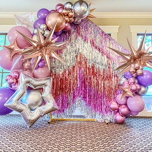 Miniatura 4 de Globos de lámina dorada rosa en forma de estrella paquete de 6 Starburst y Spike para bodas y fiestas