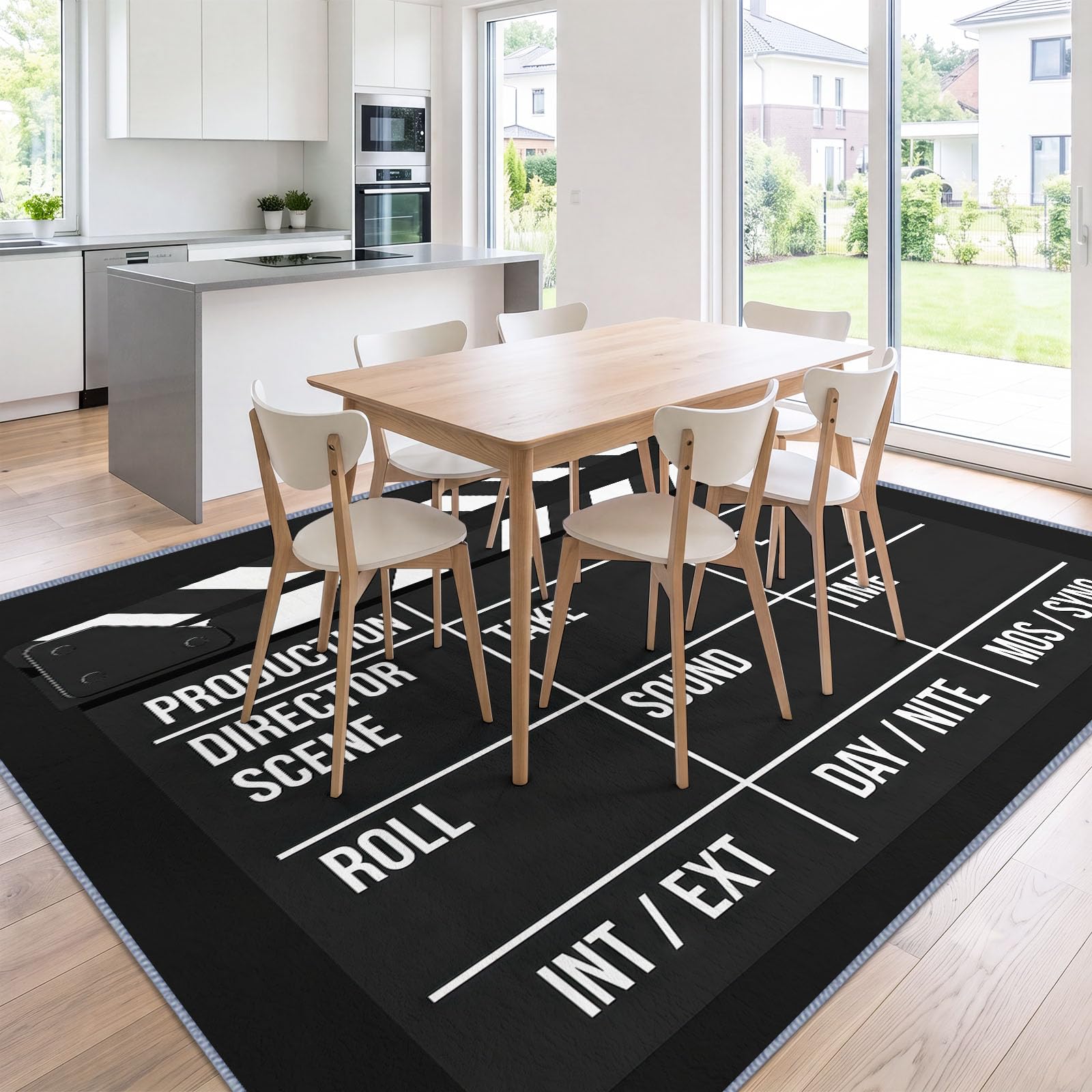Modern Teppich 80x150cm Schwarz-Weiß, Waschbar für Wohnzimmer Schlafzimmer