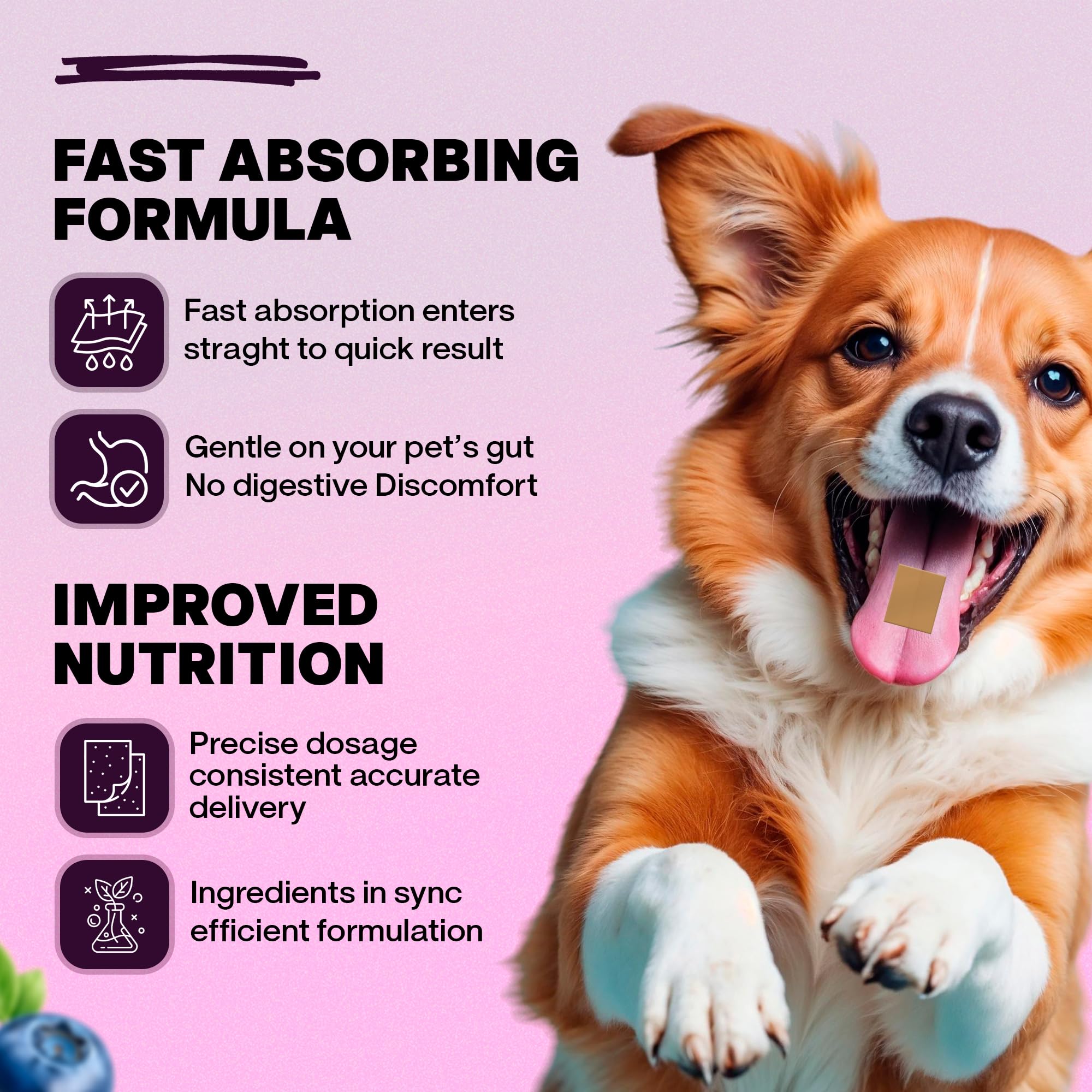 Vitricion Pet Calming Oral Strips for Dogs & Cats, 30 Fast-Dissolving Strips, L-Theanine, Tryptophan, Chamomile, Melatonin, Reduces Anxiety, Aggression & Stress | Vet Approved | Blueberry Mint Flavor 2